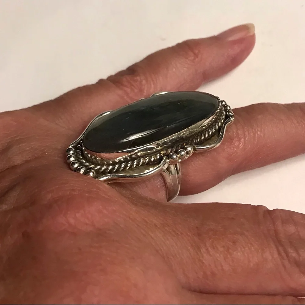 Labradorite Stamped 925 Sterling Silver Ring